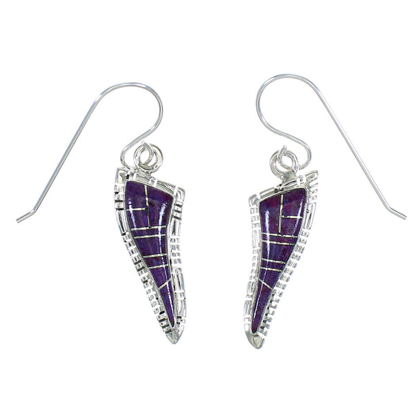 Sterling Silver And Magenta Turquoise Hook Dangle Earrings MX63759